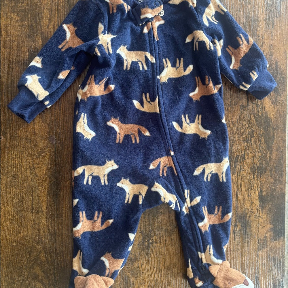 Carter's Navy Blue Fox Print Footie